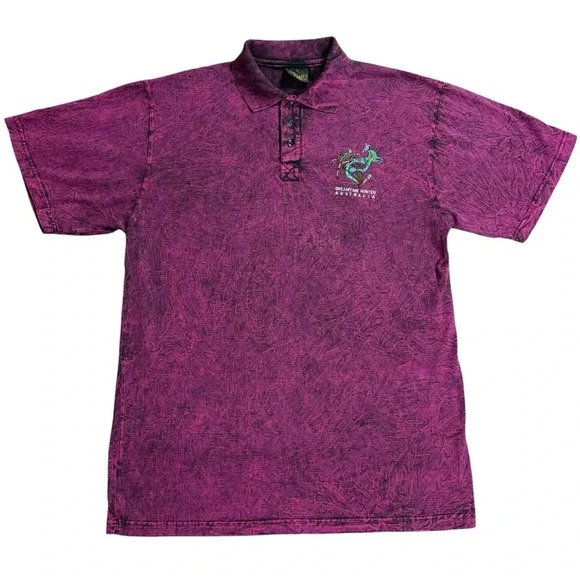 Vintage Acid Wash Dye Polo Shirt- Dream Time Hunter Australia - Picture 1 of 8
